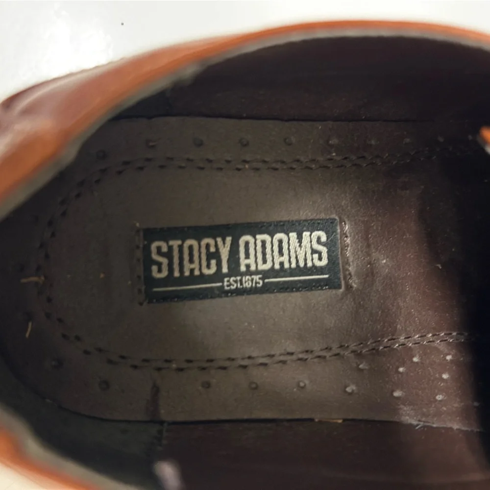 Boys 6M Stacy Adams Cognac Brown Leather Lace-Up Oxfords Dress Shoes